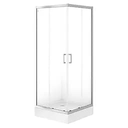 Душевая кабина Cersanit Brasco 80x80 см квадратная раздвижная прозрачное стекло на мелком поддоне хром S601-226, прозрачный, хром