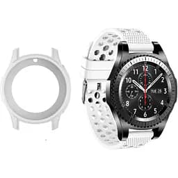 Комплект Watchbands: силиконовый ремешок double белый + чехол белый для Samsung Gear S3 Frontier Samsung Galaxy 46mm (WBKW-46-1-2-1)