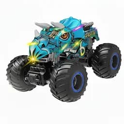 Радіокерована машина-динозавр MK 738 A-01, пульт 2.4GHz, акумулятор 3.7V, світло, звук, парогенератор, Синя