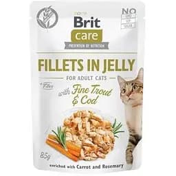 Влажный корм Brit Care Cat Pouch для кошек в желе треска и форель 85 г [CD]