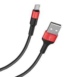 Кабель Hoco X26 Pisces Cable USB to MicroUSB 2A 1m Black - Red