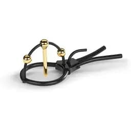 Утяжка для пеніса Mystim Plunging Pete позолочена з двома кульками й коротким уретральним зондом