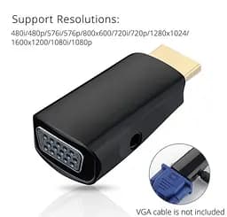 Конвертер-адаптер HDMI (тато) на VGA (мама) - мініатюра 2
