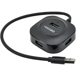 Хаб-конвертор Veggieg USB 3.0 V-U3401, 4 порти 480Mbts Black