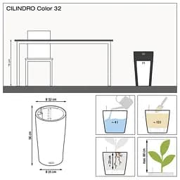 Вазон Lechuza Cilindro Color, 13 л, сірий (13953) - мініатюра 4