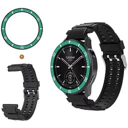 Безель Green та силіконовий ремінець Sikai для смартгодинника Xiaomi Watch S3/S4
