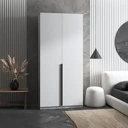 Шафа для одягу Vays M-26 Бетон-Білий фасад, з полицями, ЛДСП, 100×50×220 см - для спальні, вітальні, передпокою