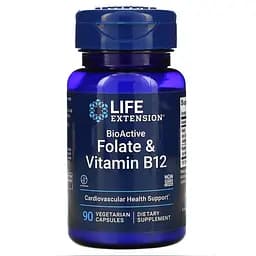 Вітаміни та мінерали Life Extension BioActive Folate & Vitamin B12, 90 вегакапсул