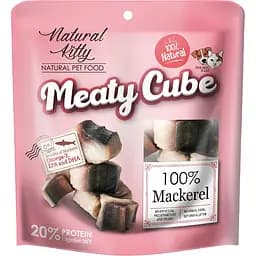 Ласощі для котів та собак Natural Kitty Meaty Cube 100% Mackerel, у вигляді кубиків, скумбрія, 60 г