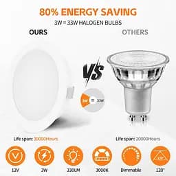 Світлодіодні вбудовані прожектори YindaLux 12 V 3000K Теплий білий IP44 LED з точковим затемненням 3W 4 шт. - мініатюра 2