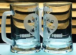 Парні пивні келихи 660 мл Ліло і Стіч з гравіюванням  кружки для закоханих  Іменний подарунок для пари