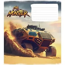 Зошит учнівський Monster cars Школярик 012-3243L-5 у лінію 12 аркушів