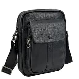 Чоловічий месенджер із м'якої шкіри Tiding Bag 1639A чорний