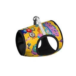 Шлея для собак м'яка Waudog Clothes з QR-паспортом малюнок Рік та Морті 3 ХS2 B 28-31 см C 20-2