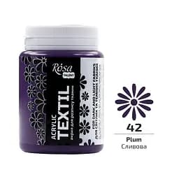Фарба акрилова для тканин Сливова (42) 80 мл Rosa Talent