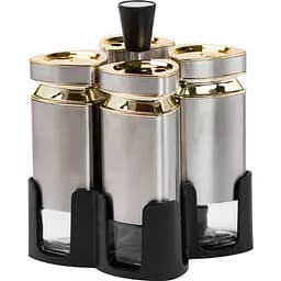 Набір ємностей для спецій TS Kitchen HP1324 на підставці 4 баночки по 120 мл хром