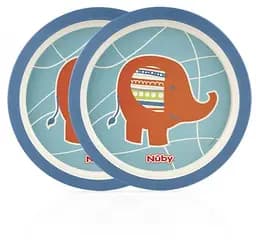Набір бамбукових тарілок Nuby Bamboo&Maize, блакитний, 2 шт. (5500blu)