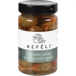 Оливки Nefeli Халкидики зеленые фаршированные чесноком в рассоле 300 г