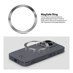 Чехол-накладка для Apple iPhone 13 Pro, Replica MagSafe, серый, противоударный защитный чехол с магнитным кольцом MagSafe, защита всего корпуса, TPU+PC, зеркальный, выступающий бортик вокруг экрана, ArmorStandart (ARM76194) - мініатюра 4