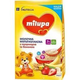 Каша молочна мультизлакова Milupa з полуницею та бананом для дітей від 7 місяців 210 г