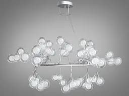 Мінімалістична підвісна люстра для вітальні "Світлячок", 54 лампи,хром