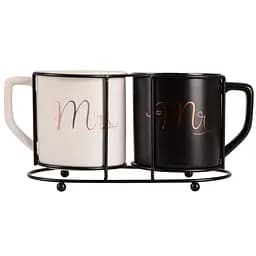 Набір чашок Led Mr&Mrs на металевій підставці 400 мл (B060362)