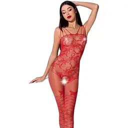 Ажурний бодістокінг із інтимними вирізами Passion BS076 red One size