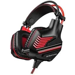 Дротова гарнітура Borofone BO101 Racing, USB, 3.5mm, 2m, Чорно-Червоний