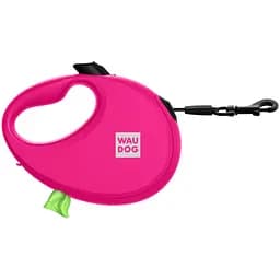 Повідець-рулетка для собак Waudog R-leash з контейнером для пакетів, світловідбивна стрічка, L до 40 кг, 5 м рожевий - мініатюра 3