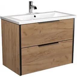 Тумба Мойдодир Line Craft 80 з умивальником Cosmo 80 дуб крафт/Чорний