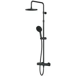 Душова система з термостатом Am.Pm X-Joy верхній душ 220 мм black F0785A422, Чорний матовий