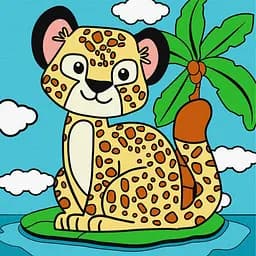 Набор для росписи по номерам для детей 5+ Гепард, Ideyka, 25x25 см, КНО9070