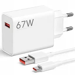 Мережевий зарядний пристрій XiaomiXiaomi 67W HyperCharge Combo (Type-A) кабель Type-C BHR9465EU White