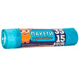 Пакеты для мусора Prodom с затяжкой 35 л 15 шт. синие 