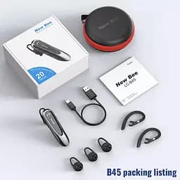 Бездротова гарнітура Bluetooth навушник вкладиш New Bee LC-B45C з активним шумозаглушенням + кейс-чохол Чорний - мініатюра 2