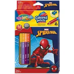 Карандаши цветные Colorino Duo Colors Spiderman двухсторонние с точилкой 12 шт. 24 цвета (91796PTR)