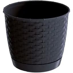 Горщик для квiтiв Prosperplast Ratolla круглий з пiдставкою, 300 мм, антрацит (70767-433)
