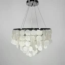 Круглая серебряная люстра ATHELIA с перламутровыми пластинами Ø 45 см | Ст. 1537-450 CH | Line F