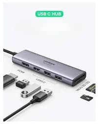 Мультипортовий адаптер - хаб Ugreen 6-in-1 Usb-C Hub Premium (60383) - мініатюра 2