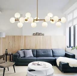 Линейная люстра с миниатюрными белоснежными плафонами Line.F DE 14 L/940 GD