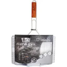 Решетка-гриль Chef's Stainless из нержавеющей стали с деревянной ручкой 50(+3)x34x22 см (CBT190001S)