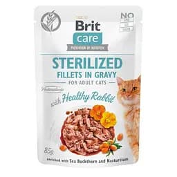Вологий корм Brit Care Cat Pouch для стерилізованих кішок, філе в соусі, кролик, 85 г