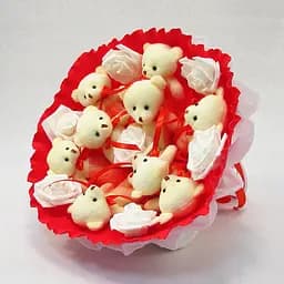 Букет из мягких игрушек 9 мишек 5338IT красный.