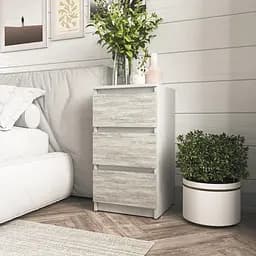 Тумба приліжкова Moreli T-216 на 3 шухляди 400x758x398 мм білий бетон (mo-t216-white-beton)