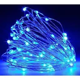 Гирлянда Роса Нить 50 LED на батарейках 5 м Синий