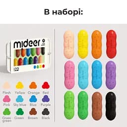 Крайони Mideer у вигляді квасолі 12 кольорів (MD6220) - мініатюра 3