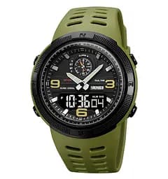 Мужские спортивные часы Skmei 1655 (Зеленый с черным табло)