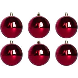 Набір ялинкових іграшок Devilon кулі 8 см червоний глянець 6 шт. (890834)