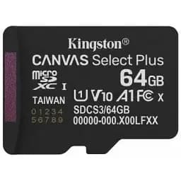 Карта памяти Kingston 64GB microSDXC 10 UHS-I V10 A1 Canvas Select Plus (SDCS3/64GBSP)