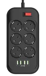 Сетевой фильтр CW-CHE64B, 6 розеток/4USB Black (CW-CHE64B)